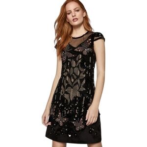 Ted Baker Arriel Sequin Beaded Butterfly Black Dress